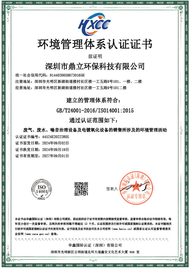 ISO证书环境管理体系中文